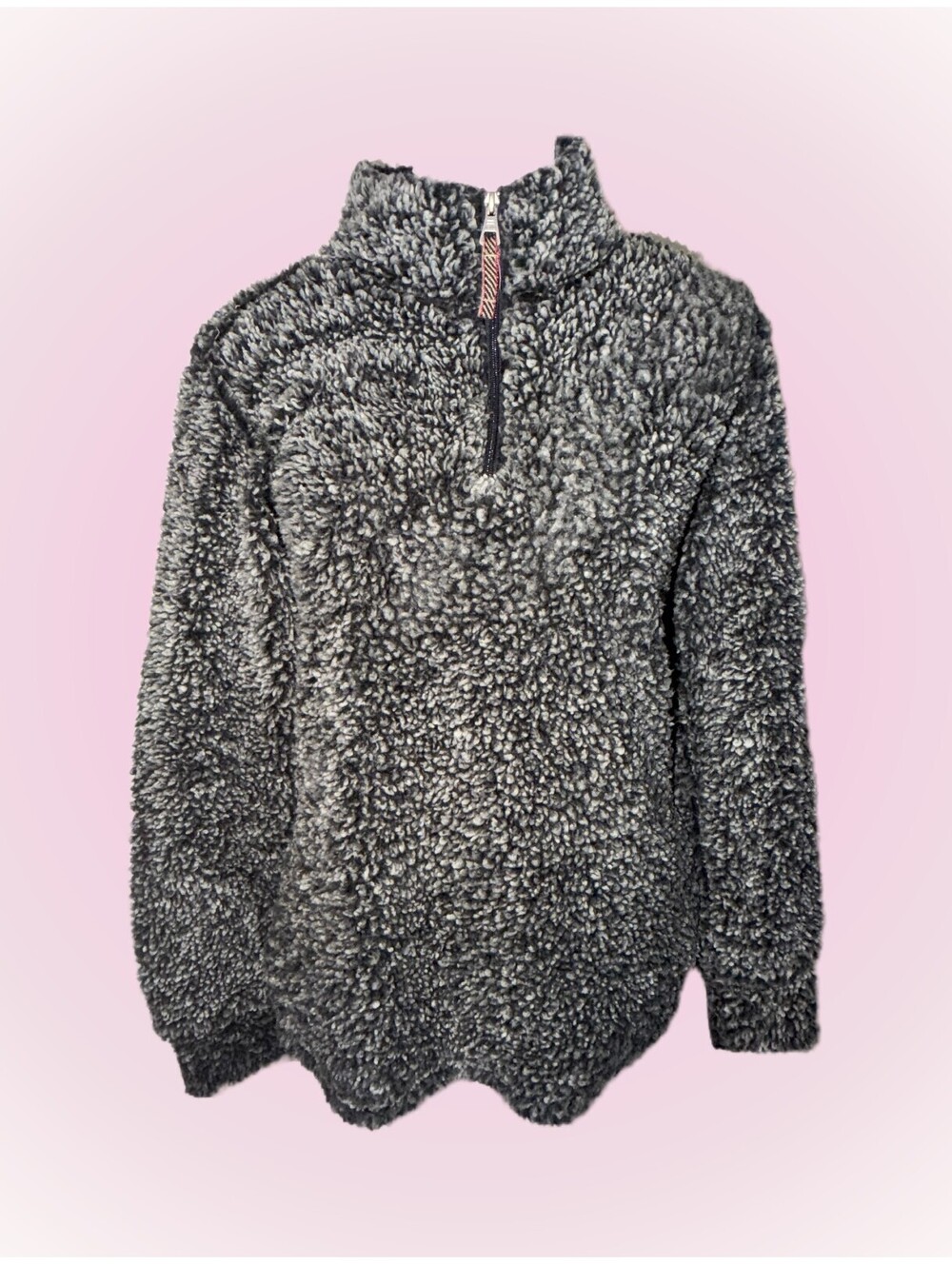 Weatherproof Vintage Women’s M Gray Sherpa Fleece Quarter Zip Pullover Jacket